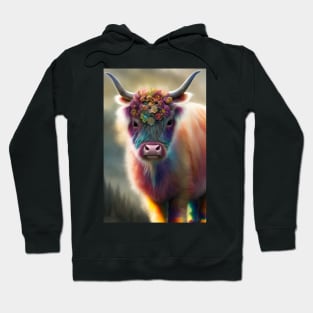 Rainbow Baby Highland Cow Hoodie